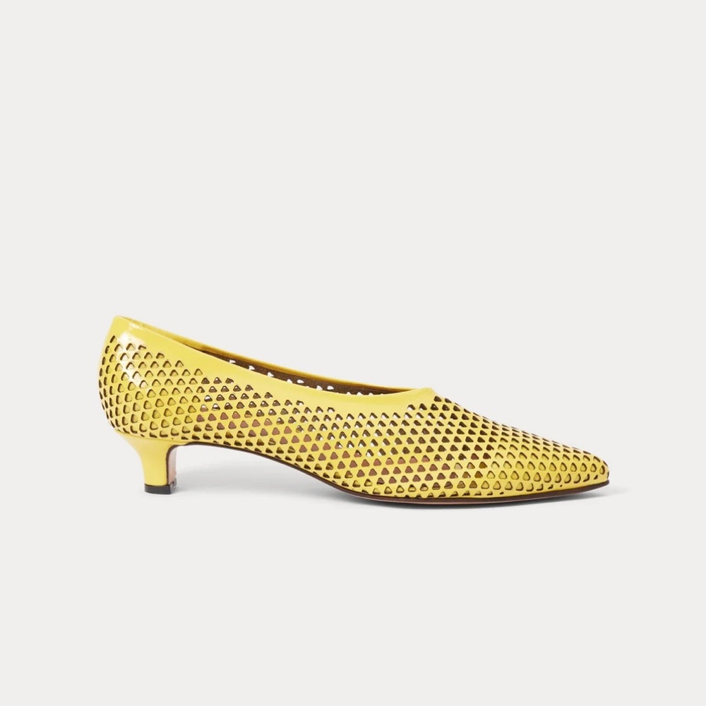 Rachel Comey Clemmie Kitten S-Punch Yellow Perforated Heels - Picture 10 of 10
